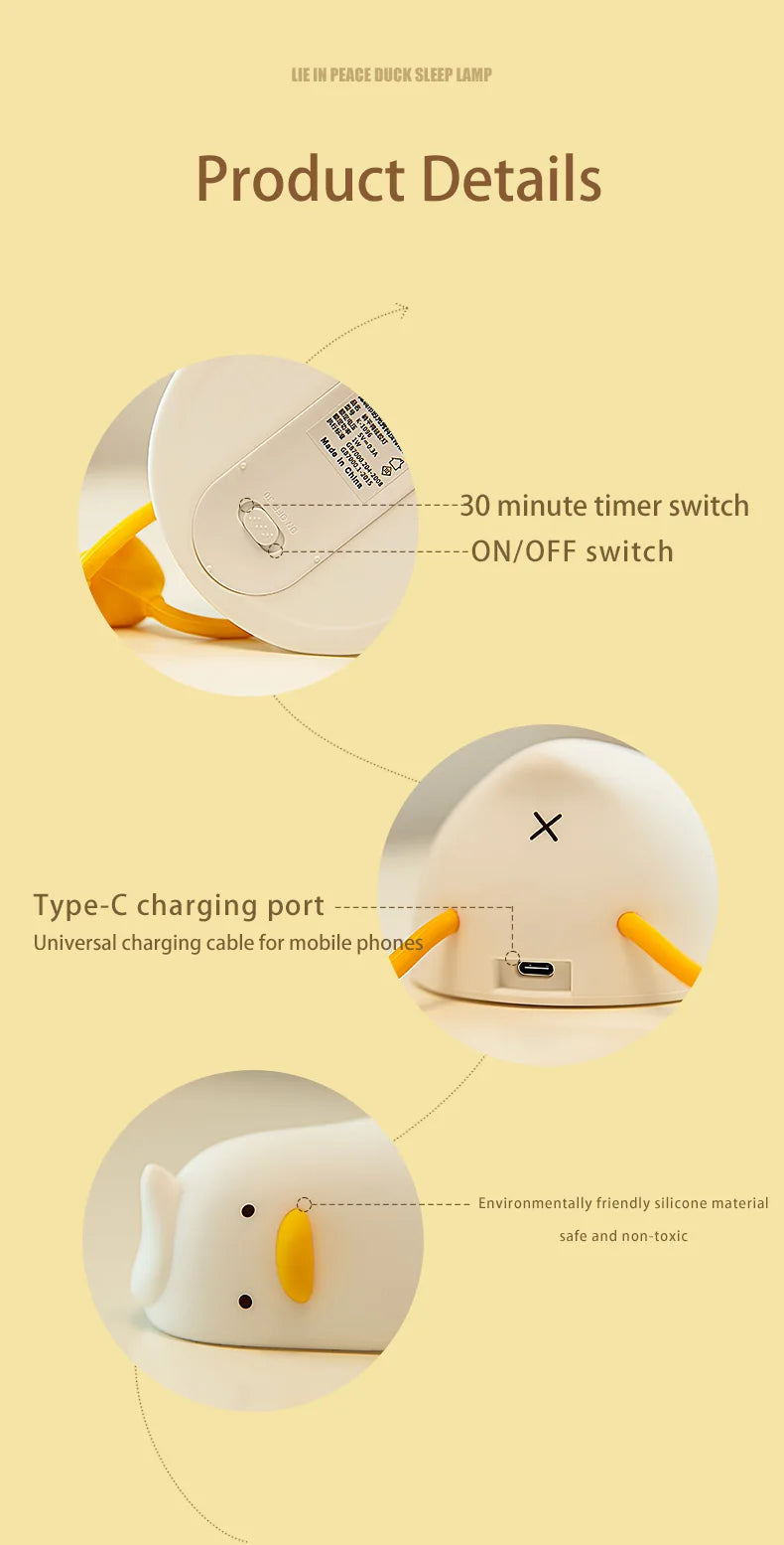 Rivn Store™ Duck LED Night Light Pat Silicone Lamp