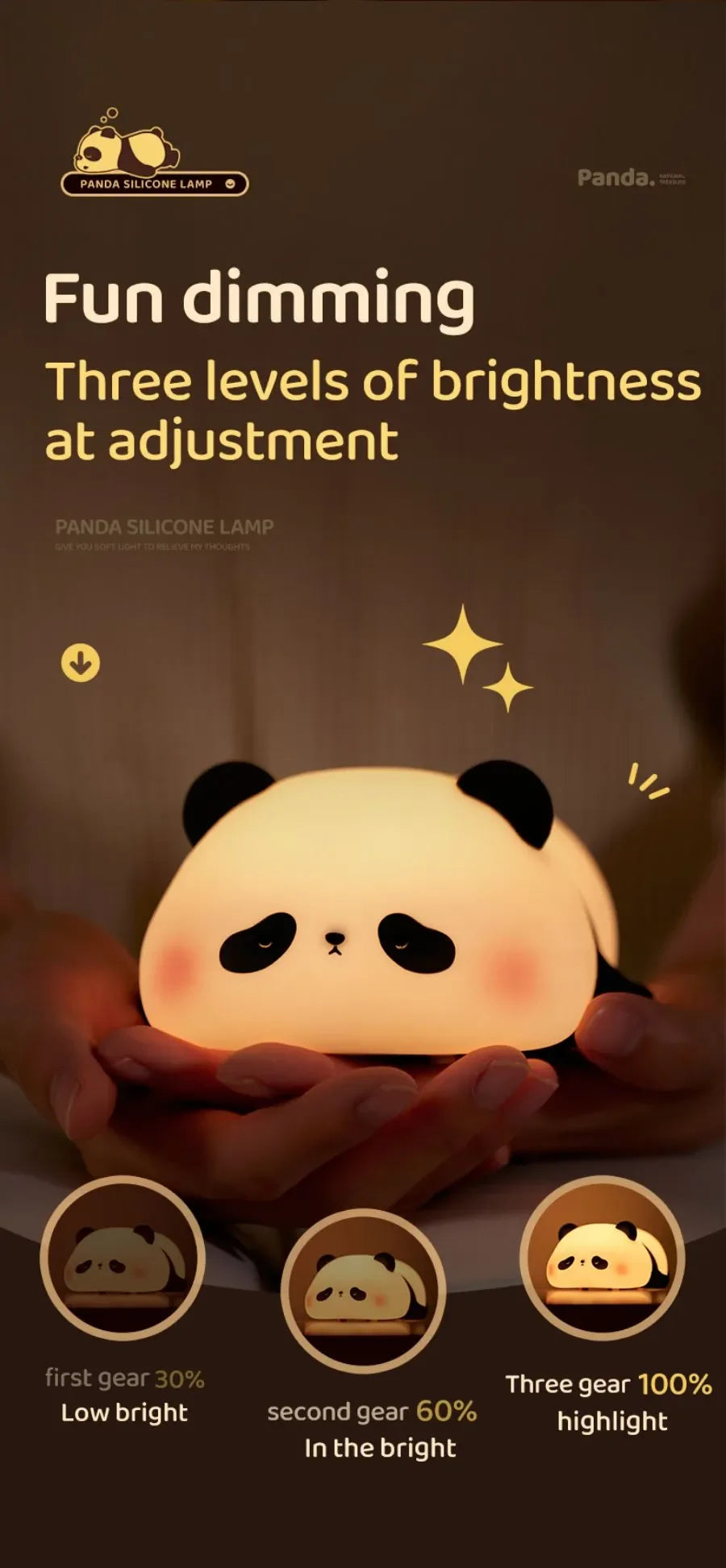 Rivn Store™ Cute LED Night Light Panda, Silicone Nightlights